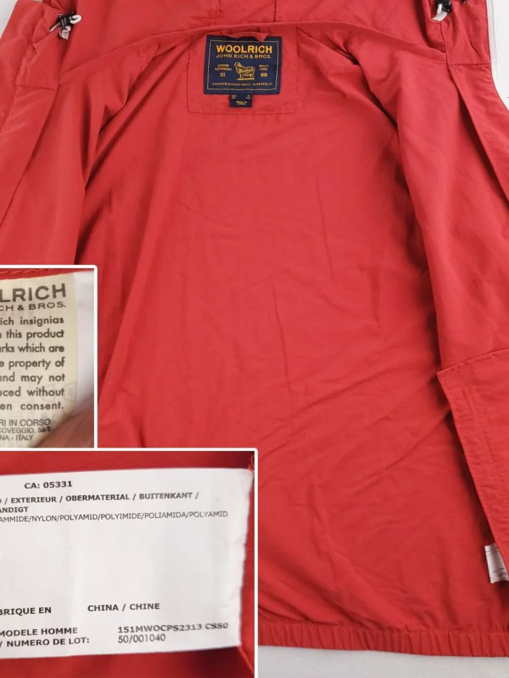 Woolrich Windbreaker Jacket Full Zip Hooded John Rich Bros. Men's US XL (EU XXL)